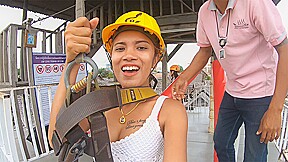 Zipline fun and hot sex at home after for a Thai European couple
