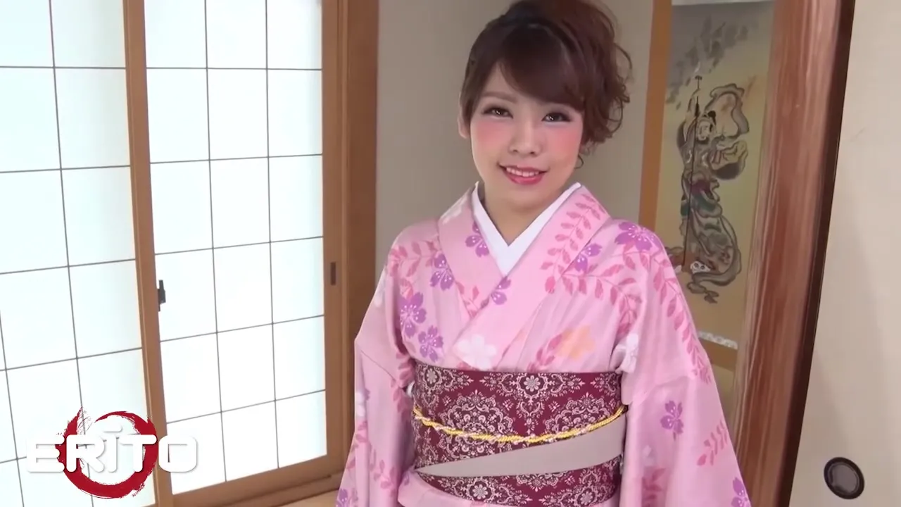 Kimono Hottie Swallows A Hard Cock Before Getting Her Hairy Pussy Stretched And 